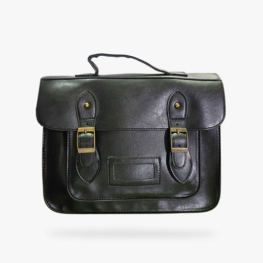 Schwarze japanische Schultasche aus Kunstleder im Retro-Schulranzen-Stil