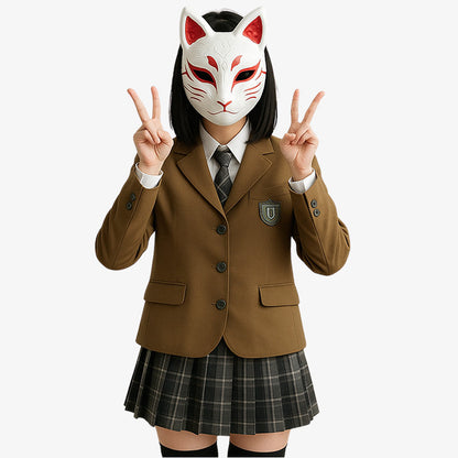 Japanische Schuluniform im Sailor-Fuku-Stil mit Blazer, Bluse, Rock und Krawatte