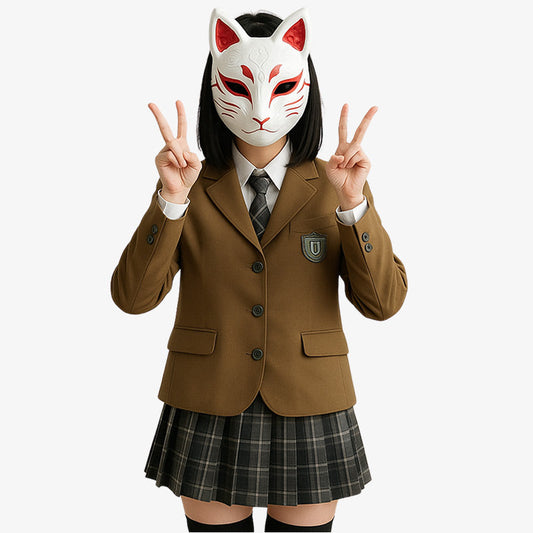 Japanische Schuluniform im Sailor-Fuku-Stil mit Blazer, Bluse, Rock und Krawatte