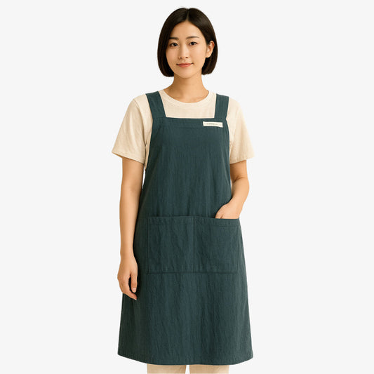 Japanische Schürze Cross Back aus Baumwolle-Leinen-Mischung für Damen im Alltag