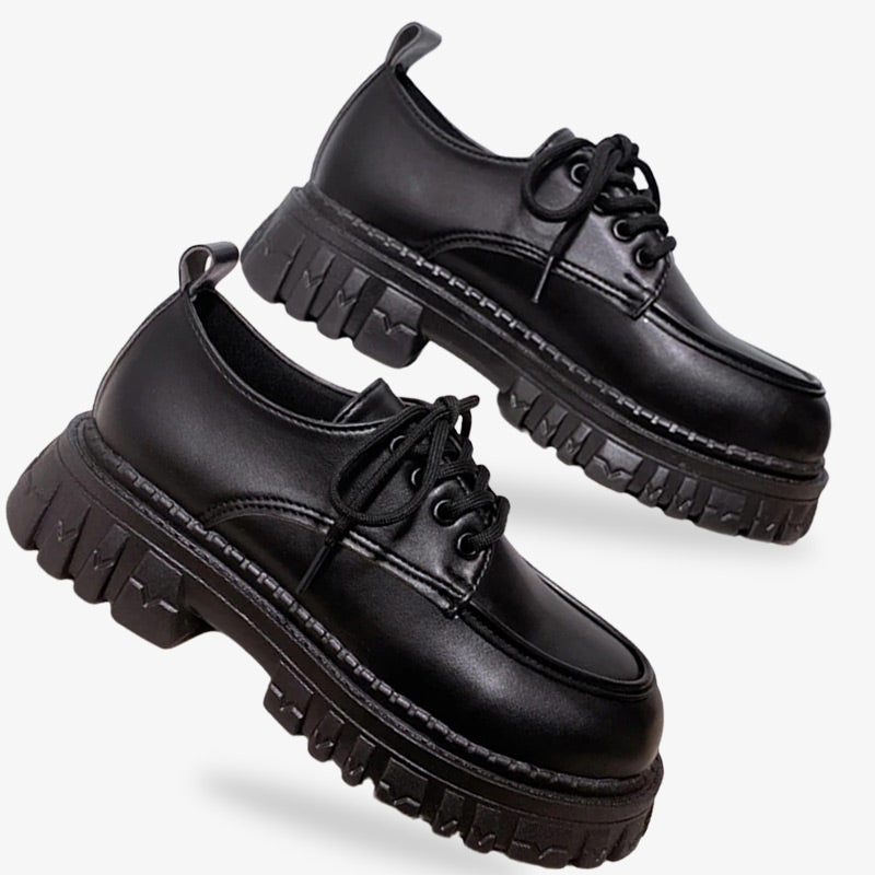 Japanische Studentenschuhe mit hoher Plateausohle aus robustem Kunstleder für stilvolle Schuluniform Outfits