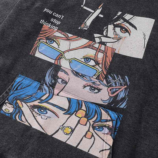 Japanischer Design Hoodie mit Anime Mädchen im 90er Manga Stil