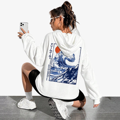 Japanischer Hoodie aus weichem Stoff mit traditionellem japanischem Muster