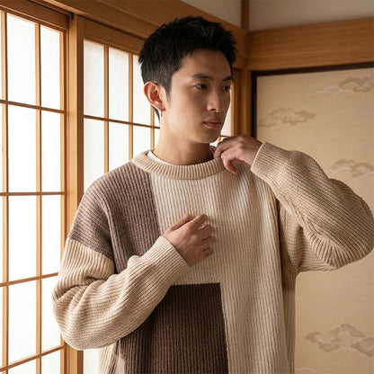 Detailansicht des japanischen Pullovers aus weicher Kaschmir-Polyester-Mischung