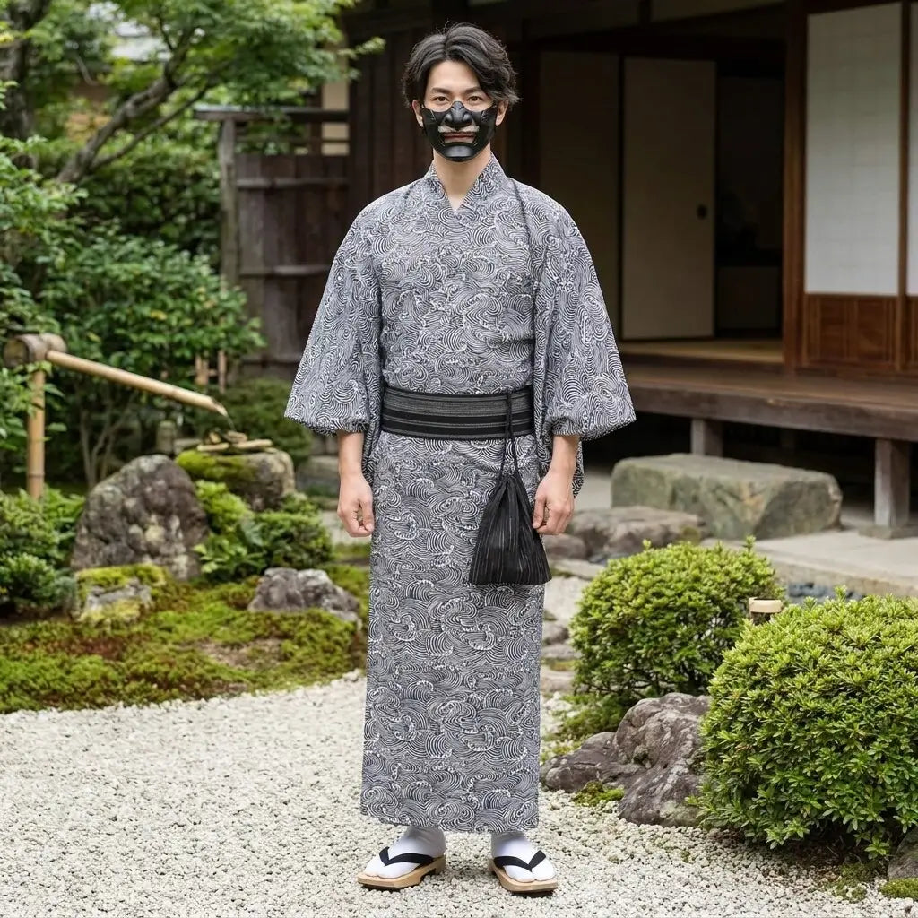 Wellenmuster Kimono in der Vorderansicht