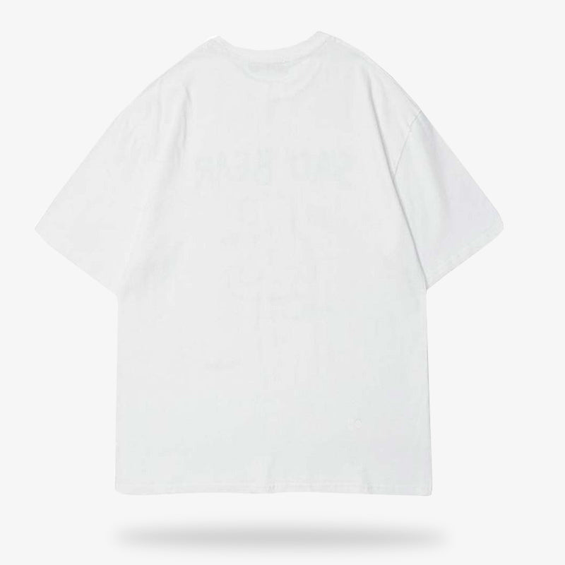 Weißes japanisches Streetwear T-Shirt aus Baumwolle für Herren