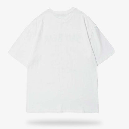 Weißes japanisches Streetwear T-Shirt aus Baumwolle für Herren