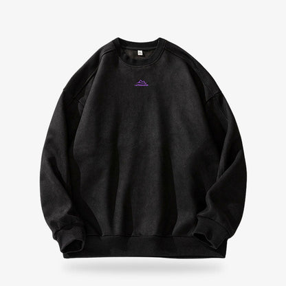 Minimalistisches schwarzes japanisches Sweatshirt aus Spandex-Polyester-Mix für Streetwear-Looks