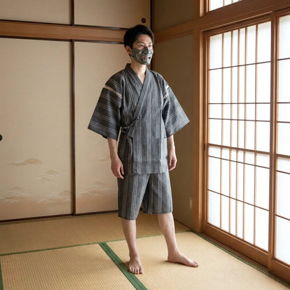 Herren Jinbei Sommerkimono aus Baumwolle, Vorderansicht