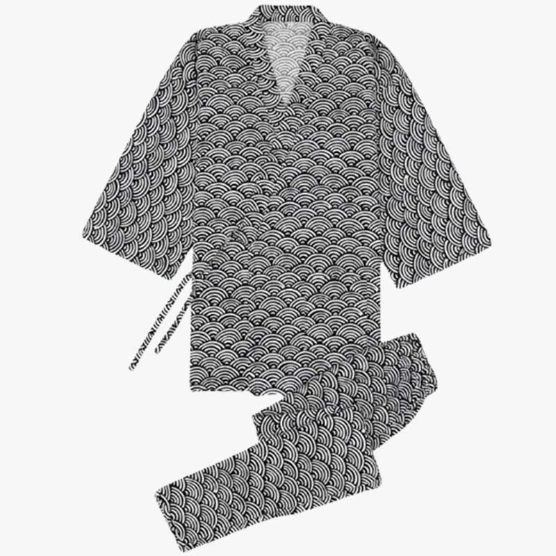 Jinbei Yukata Set mit Seigaiha Muster für entspannte Sommertage