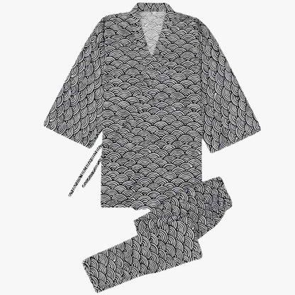 Jinbei Yukata Set mit Seigaiha Muster für entspannte Sommertage