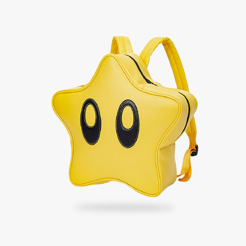 Gelber kawaii Rucksack in Sternform aus weichem, flauschigem Material