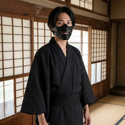 Detailansicht des gestreiften Kimono Musters für Herren
