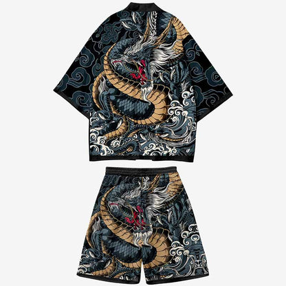 Detailansicht des Kimono Hemd Sets aus Polyester