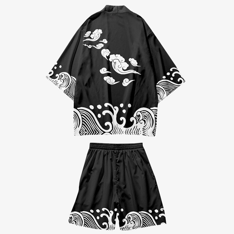 Detailansicht der Shorts aus dem Kimono Hemd Set für Herren