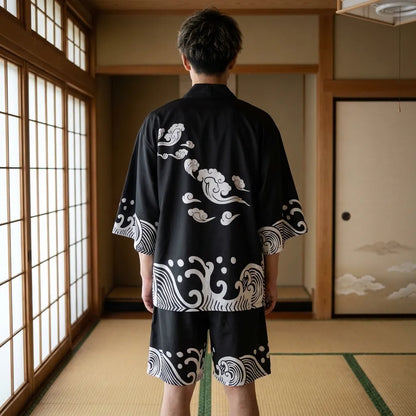 Rückansicht der Haori Jacke aus dem Kimono Hemd Set
