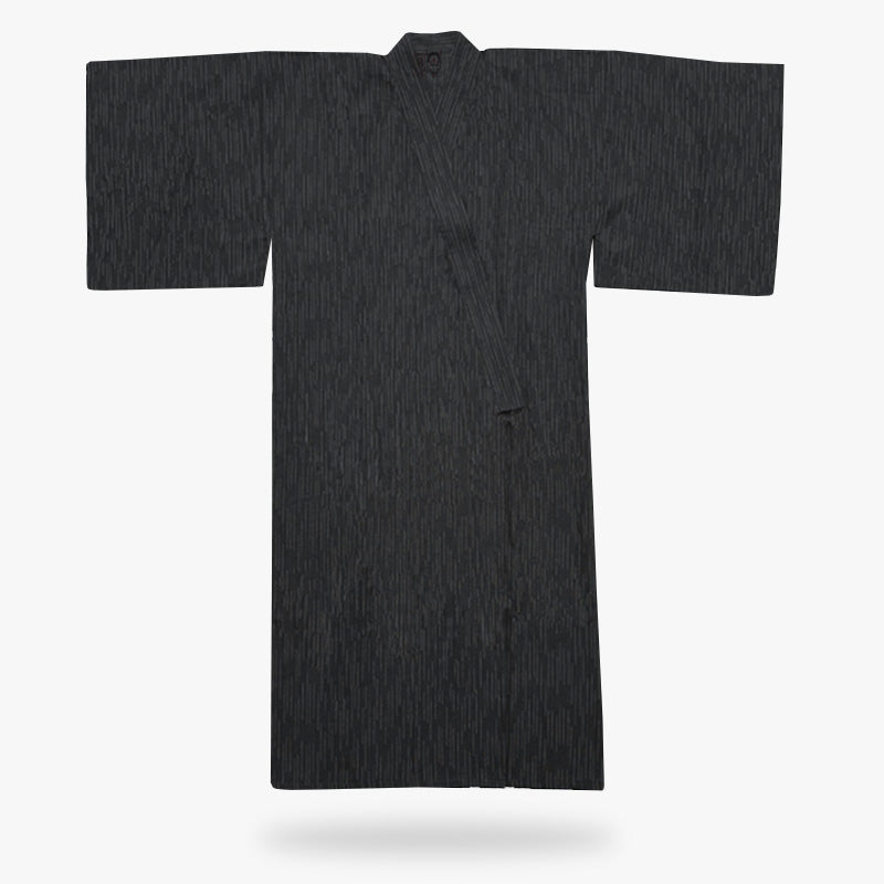 Schwarzer Kimono Herren aus Baumwolle mit Samurai-Motiv