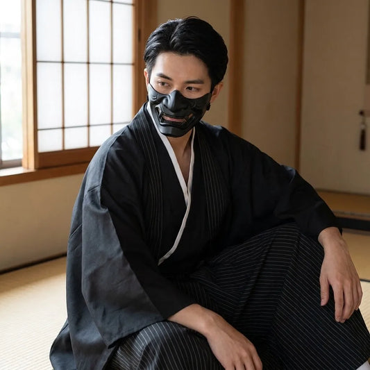 Traditioneller Kimono für Herren mit gerader, disziplinierter Silhouette
