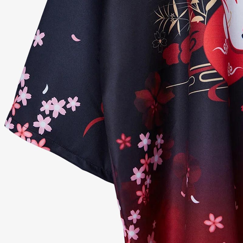 Kimono Jacke Ärmel mit japanischem Sakura Blütenmuster im Detail