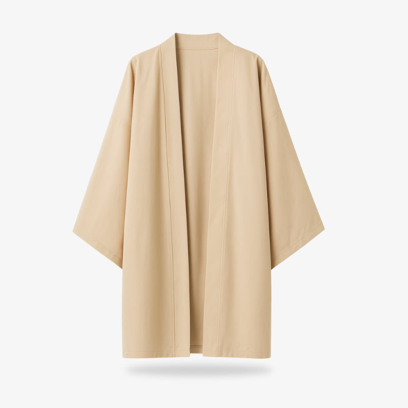 Beige Kimono Jacken Damen auf weißem Hintergrund, Vorderansicht