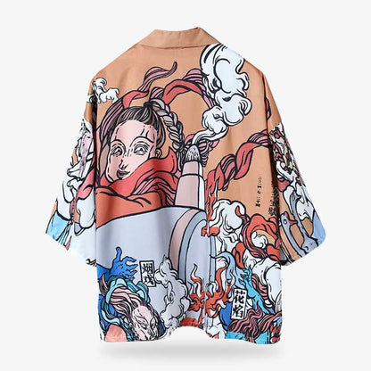 Kimono Jacke Damen mit japanischem Muster als stilvolles Streetwear Outfit