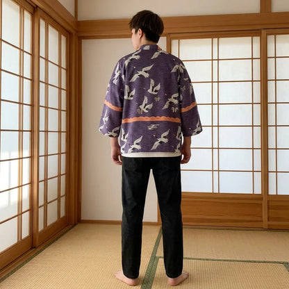 Rückansicht der Haori Tokyo Jacke mit vollständigem Rückenmuster