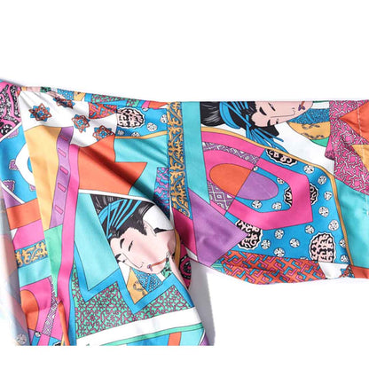 Ärmel der Ukiyo-e Kimono Jacke mit traditionellem Geisha Muster im Detail