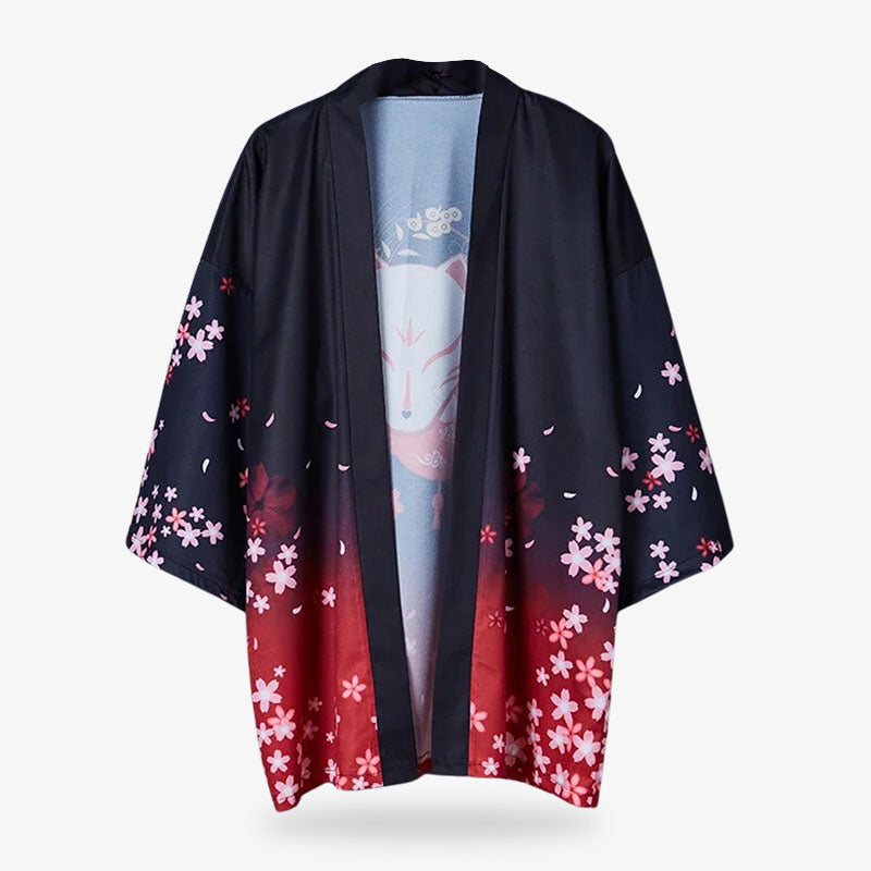 Kimono Jacken für Damen mit charakteristischem Kitsune Fuchsmaske Muster am Rücken