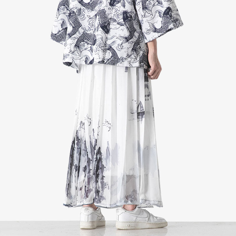 Komplettes Outfit mit japanischem Kimono-Kleid und Obi-Gürtel