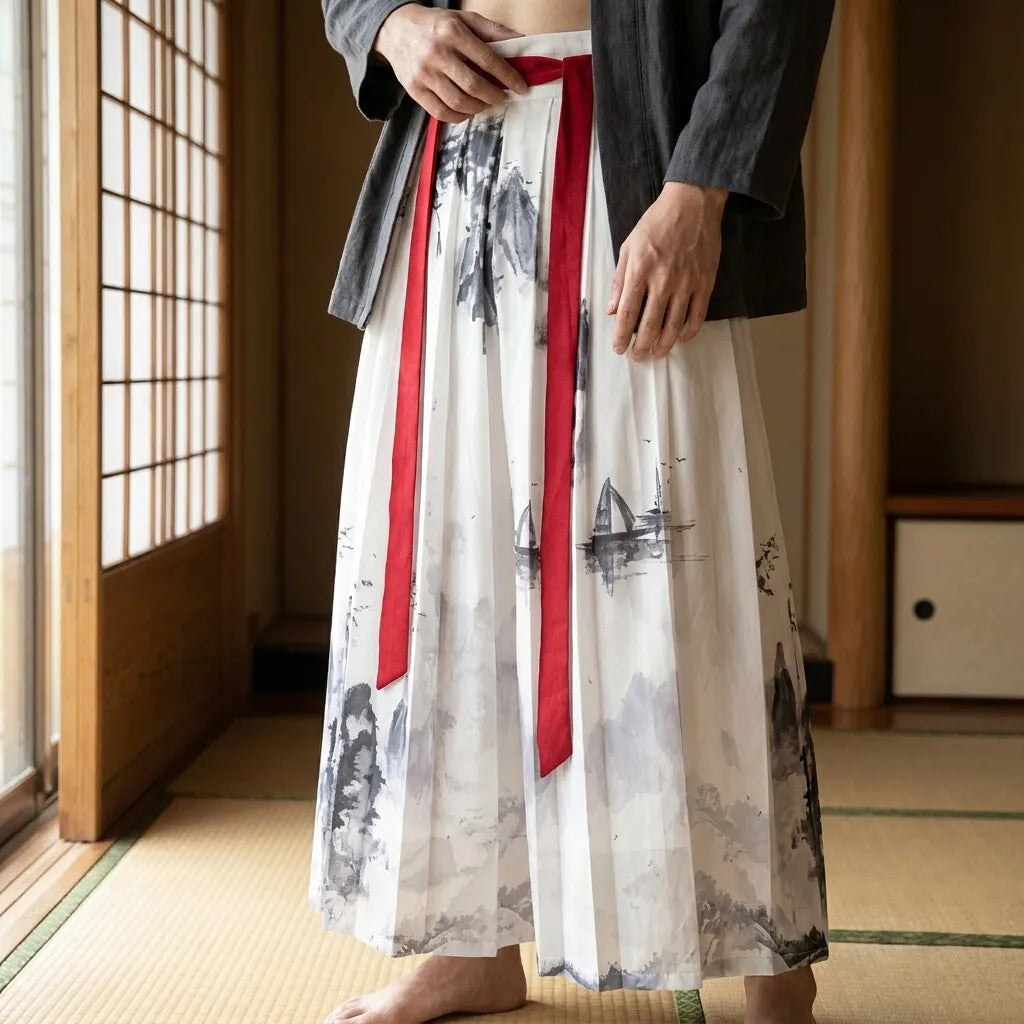 Japanisches Kimono-Kleid mit Ukiyo-e Motiv von vorne
