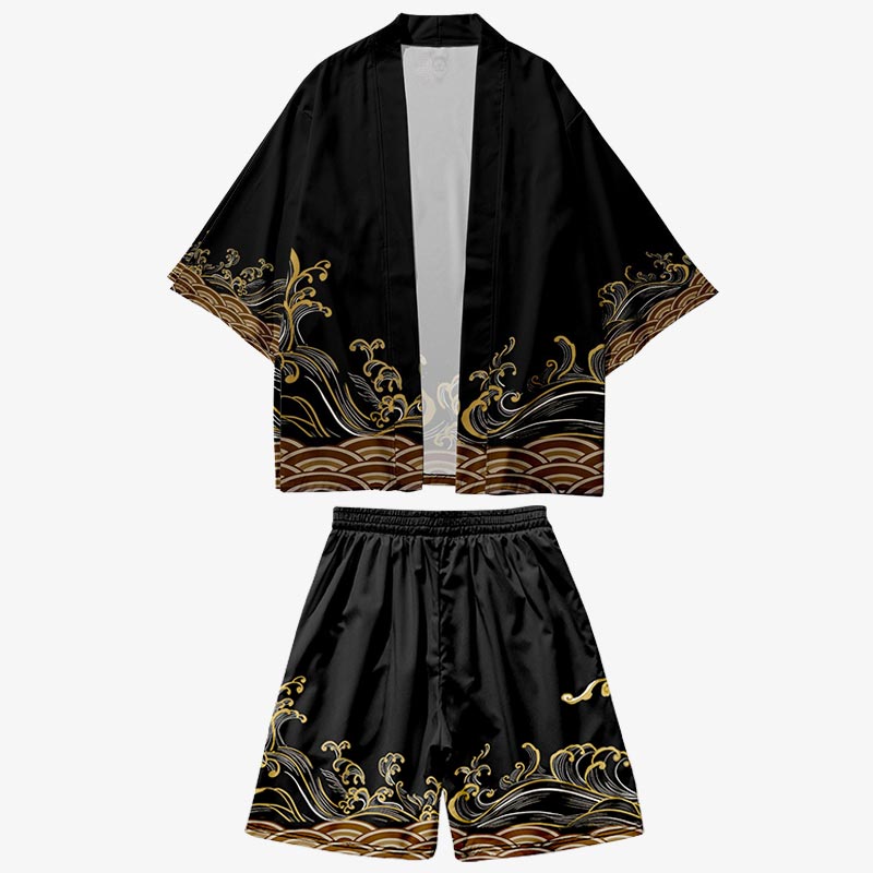 Komplettes Kimono Set Outfit mit Haori Jacke und Shorts