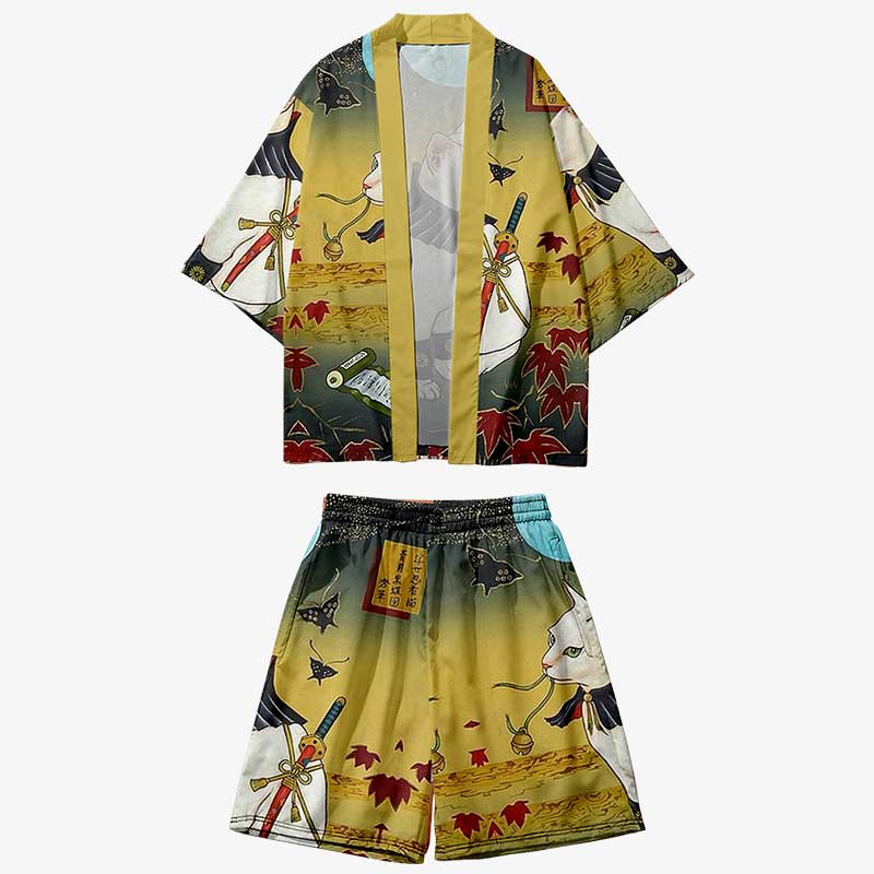Detailansicht des weichen Polyester Stoffs am Kimono Set