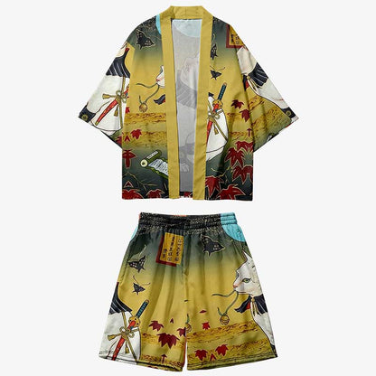 Detailansicht des weichen Polyester Stoffs am Kimono Set