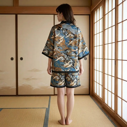 Detailansicht des Kimono Sets mit Muster auf der Rückseite