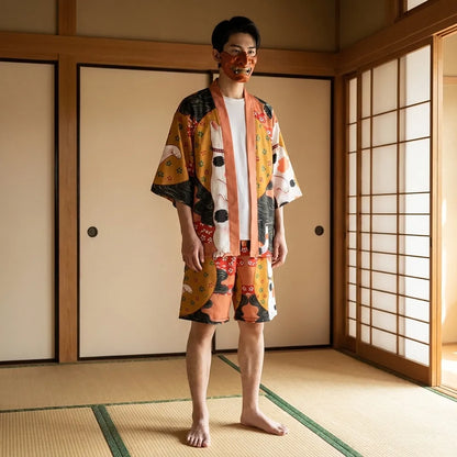 Herren Kimono Set komplett mit Shorts von vorne