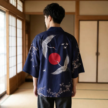 Haori-Kimono-Jacke von hinten getragen