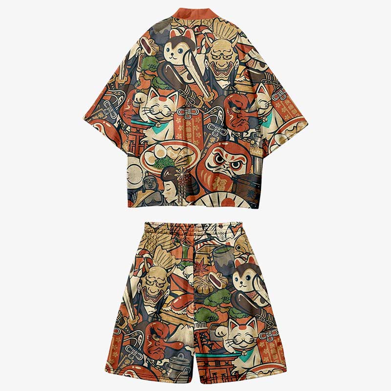 Nahaufnahme der Shorts aus dem Kimono Set mit japanischem Muster