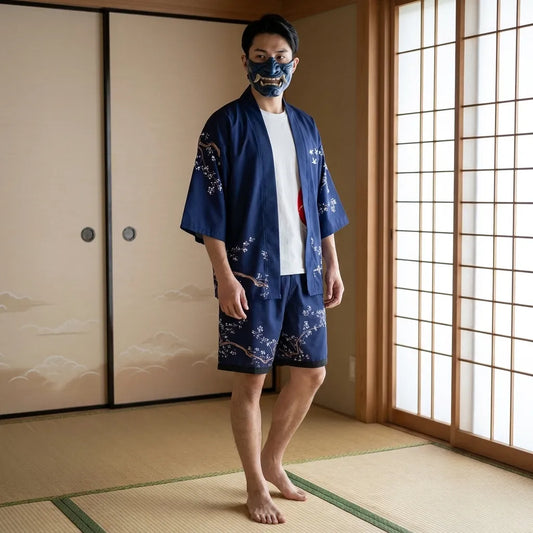 Kimono-Jacke im Haori-Stil mit Shorts, Vorderansicht