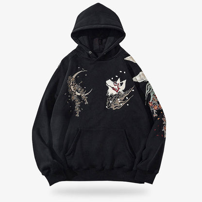 Kitsune Hoodie mit auffälligem Fuchsdesign, gefertigt aus hochwertiger weicher Baumwolle