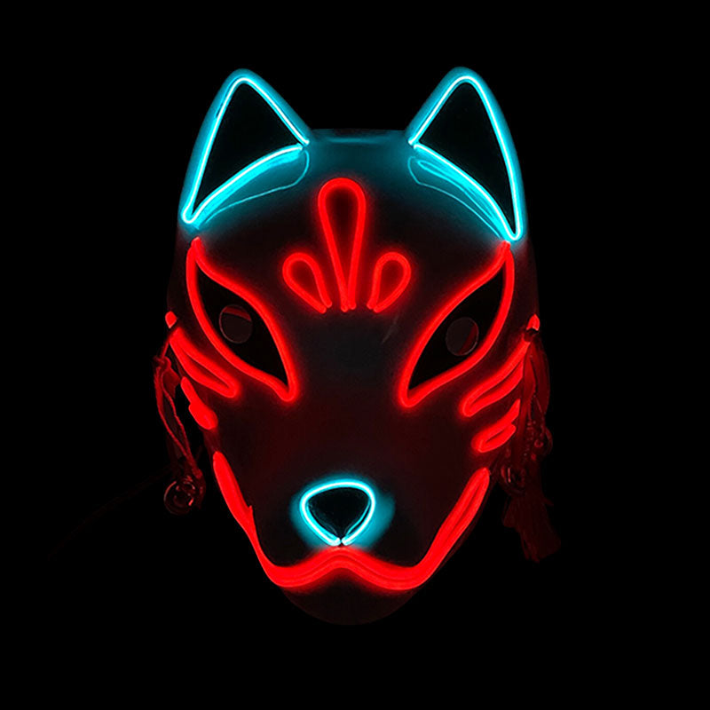 Rot leuchtende LED Fuchsmaske aus hochwertigem Material für Cosplay oder Deko