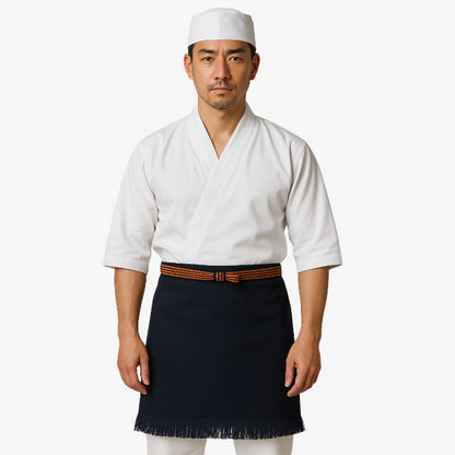 Maekake Schürze aus dunkelblauer Baumwolle für die japanische Küche
