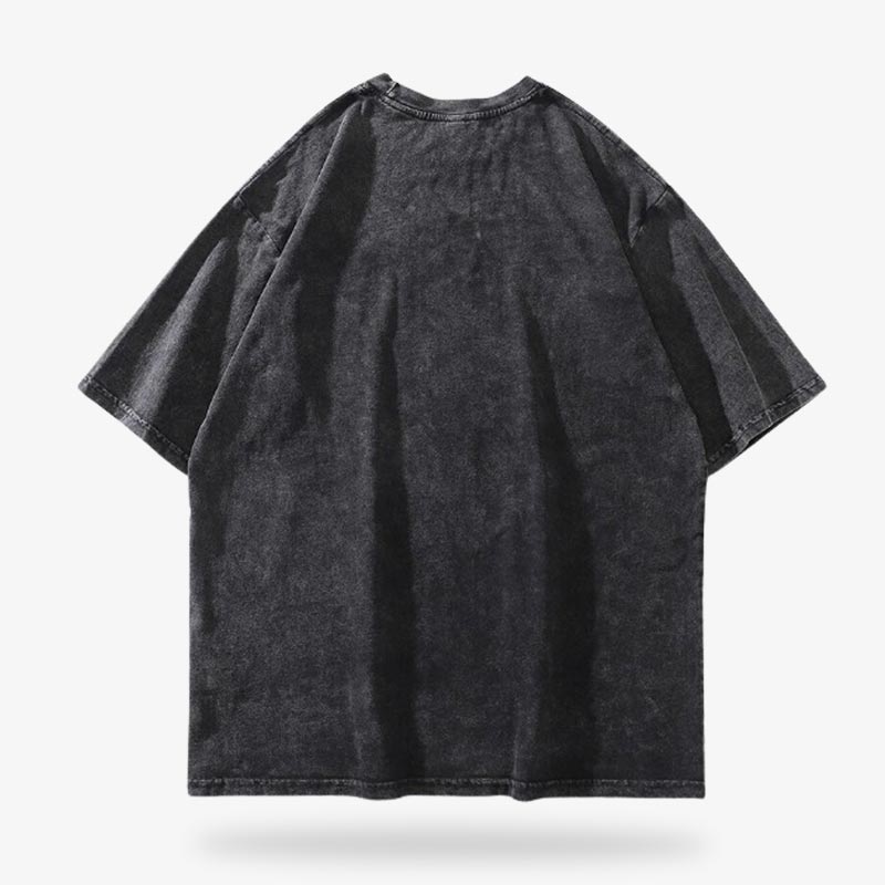 Einfarbige Rückseite des schwarzen Manga T-Shirts aus Baumwolle