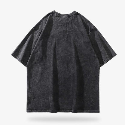 Einfarbige Rückseite des schwarzen Manga T-Shirts aus Baumwolle