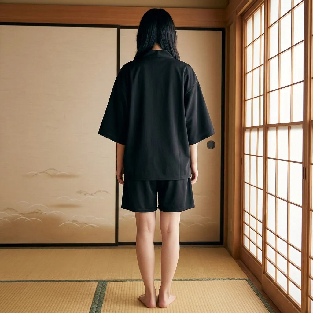 Matsuri Kimono Set mit Haori-Jacke von hinten im japanischen Stil