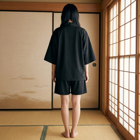 Matsuri Kimono Set mit Haori-Jacke von hinten im japanischen Stil