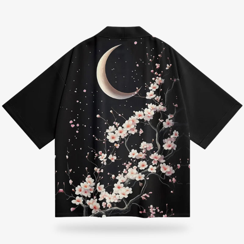 Haori Jacke mit filigranen Mondmustern für einen mystischen japanischen Look