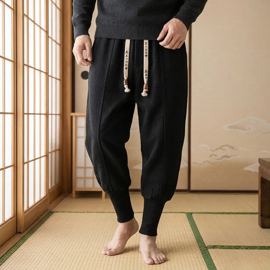 Schwarze Nikka Hose im Ninja-Stil für Herren im Streetwear-Look