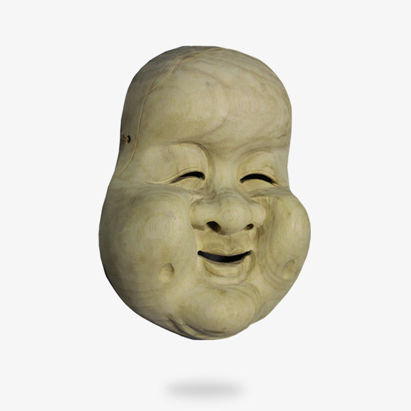 Noh Maske Otoko aus Fiberglas zum Kauf mit lächelndem Gesichtsausdruck