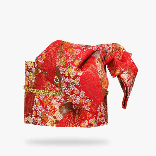 Roter Obi Gürtel aus Baumwolle mit japanischer Sakura-Blüten-Stickerei