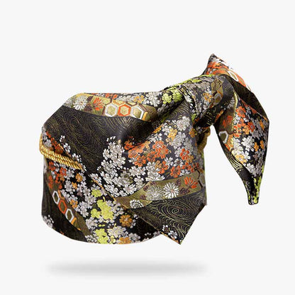 Obi Kimono Gürtel in Dunkelrot mit japanischem Blumenmuster für Damen